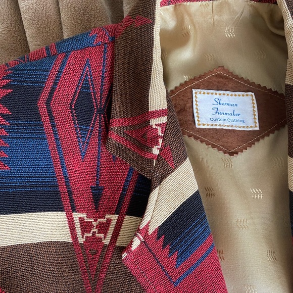 Vintage custom western coat trendy cowboy Aztec print - Picture 9 of 11
